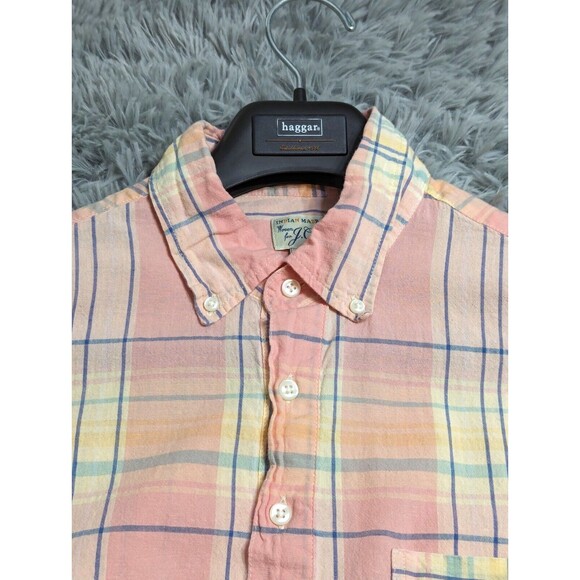 Indian Madras Woven For J‎ Crew Womens Shirt Small Pink Classic Fit Short Sleeve - Picture 3 of 11